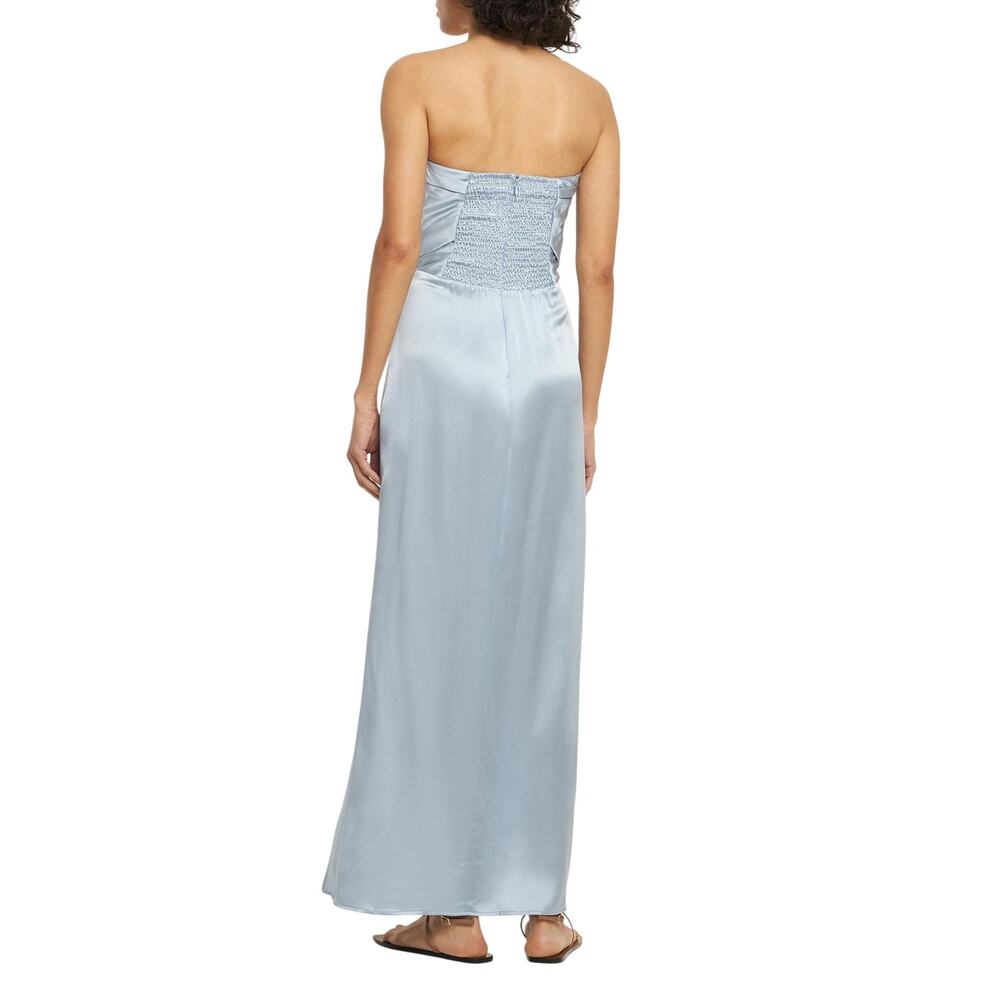 Reformation Barrow Silk Satin Strapless Maxi Dress Ice Blue 2 XS Slit Formal - Picture 11 of 16